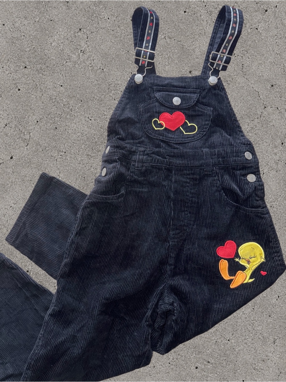 Vintage 1998 Tweety Bird Corduroy Overalls | Looney Tunes 90s Girls 7/8T